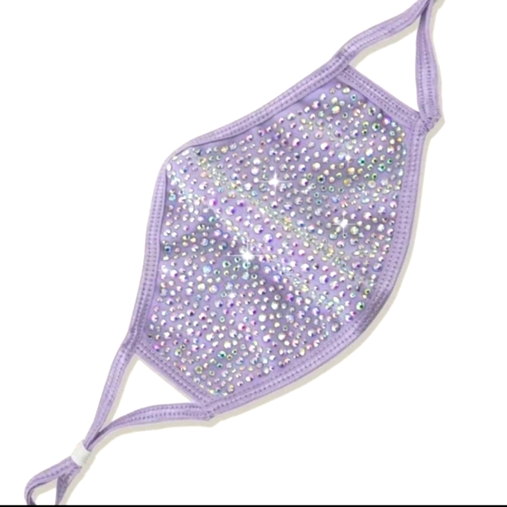 Purple Rhinestone Bling Adjustable Adult Face Mask